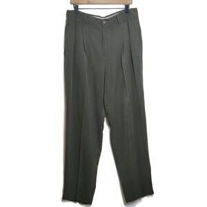 Tommy Bahama Silk Pleated Lightweight Olive Green Trouser Pant Size 35